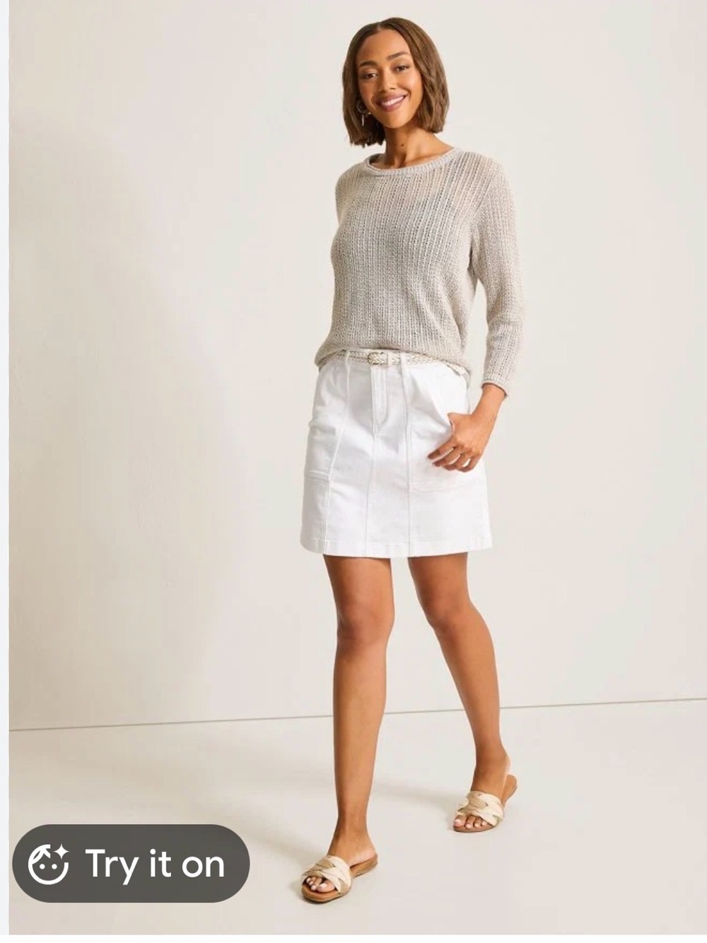 Tommy Bahama Ella twill White Denim Mini Skirt  Raw Hem EUC size 12 EUC NWOT